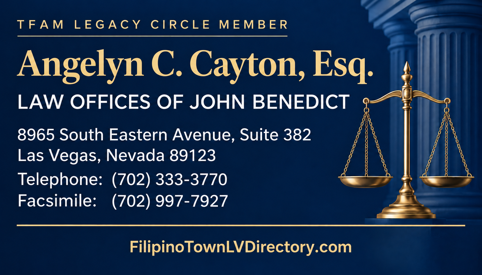 Featured image for Law Offices of John Benedict | Angelyn C. Cayton, Esq.